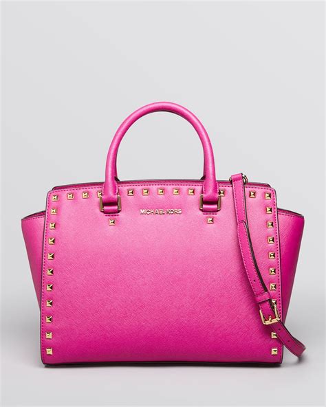 michael kors selma fuschia pink satchel|Michael Kors selma bag.